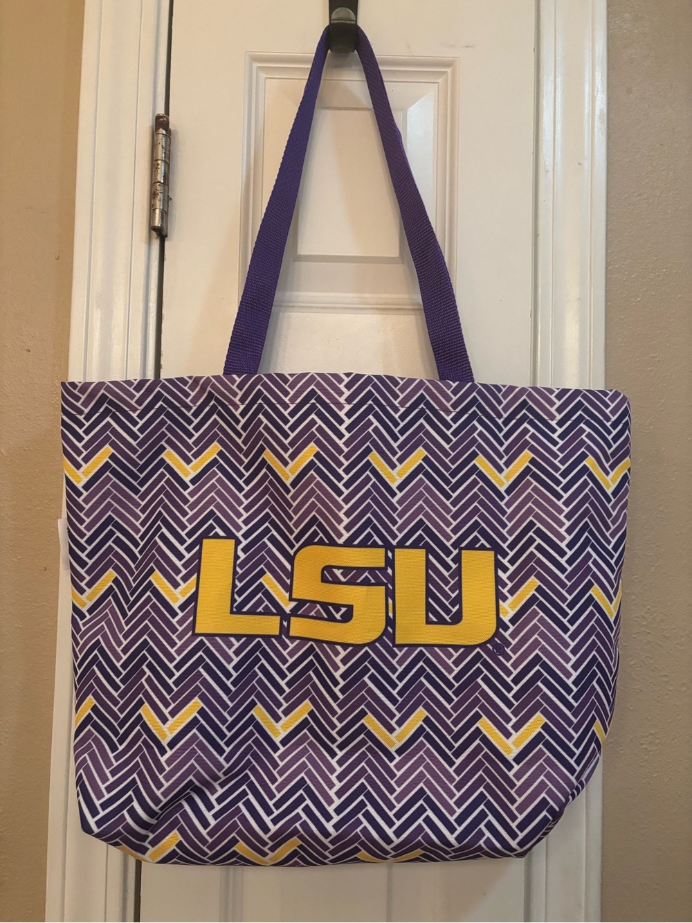 Purple & Gold Patterned Canvas Tote